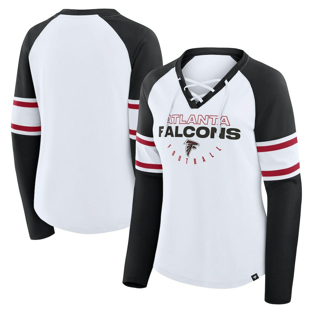 Atlanta Falcons Fanatics Women's Redzone Blitz Package Raglan Lace-Up V-Neck Long Sleeve T-Shirt