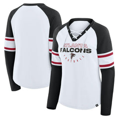 Atlanta Falcons Fanatics Women's Redzone Blitz Package Raglan Lace-Up V-Neck Long Sleeve T-Shirt