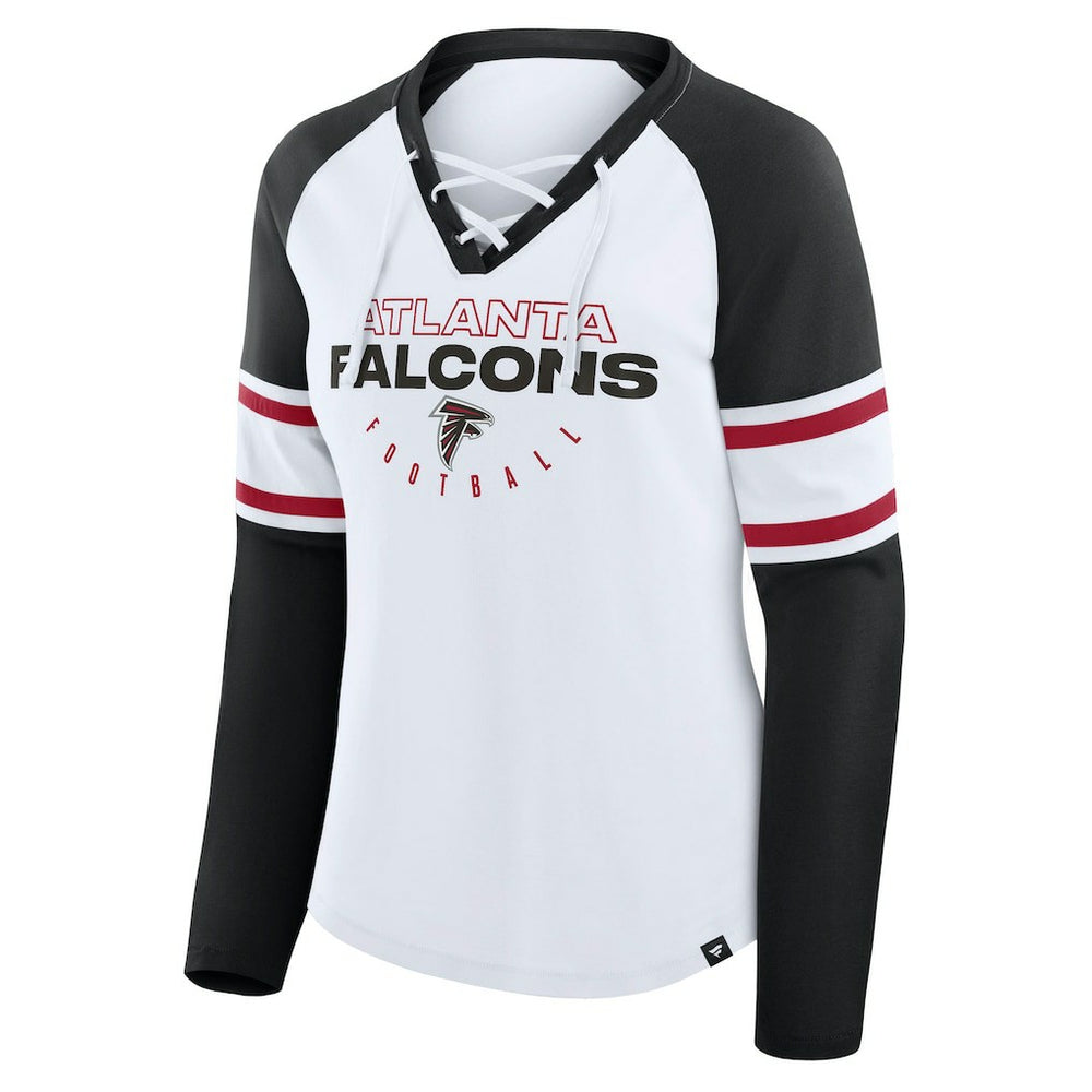 Atlanta Falcons Fanatics Women's Redzone Blitz Package Raglan Lace-Up V-Neck Long Sleeve T-Shirt
