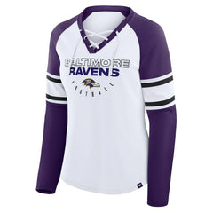 Baltimore Ravens Fanatics Women's Redzone Blitz Package Raglan Lace-Up V-Neck Long Sleeve T-Shirt