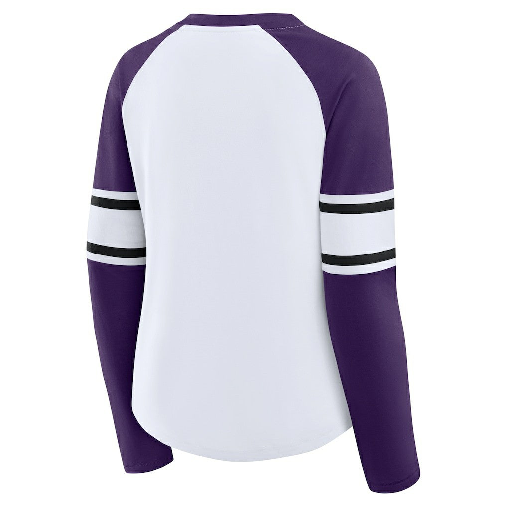 Baltimore Ravens Fanatics Women's Redzone Blitz Package Raglan Lace-Up V-Neck Long Sleeve T-Shirt