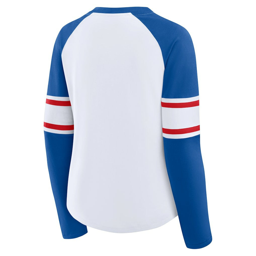 Buffalo Bills Fanatics Women's Redzone Blitz Package Raglan Lace-Up V-Neck Long Sleeve T-Shirt