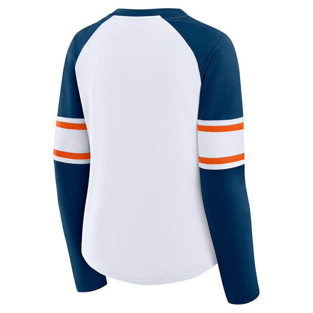 Chicago Bears Fanatics Women's Redzone Blitz Package Raglan Lace-Up V-Neck Long Sleeve T-Shirt