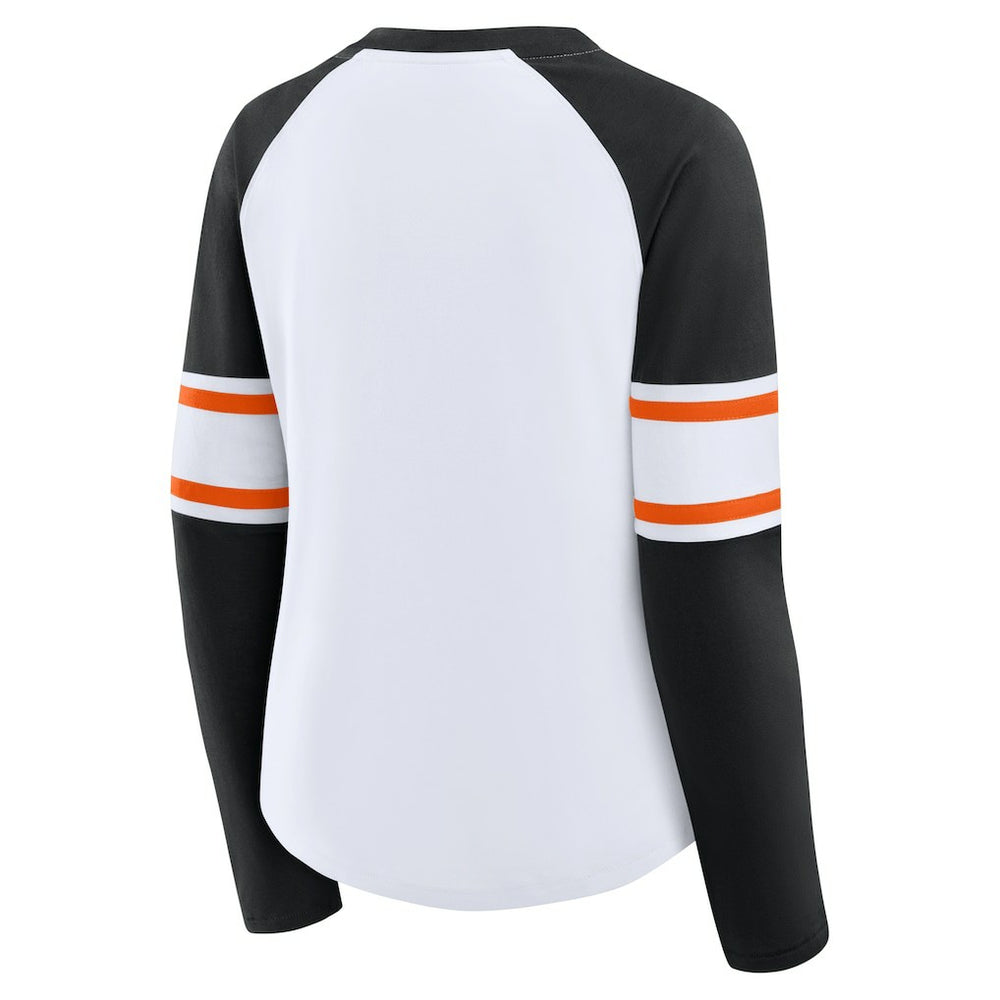Cincinnati Bengals Fanatics Women's Redzone Blitz Package Raglan Lace-Up V-Neck Long Sleeve T-Shirt