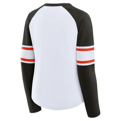 Cleveland Browns Fanatics Women's Redzone Blitz Package Raglan Lace-Up V-Neck Long Sleeve T-Shirt