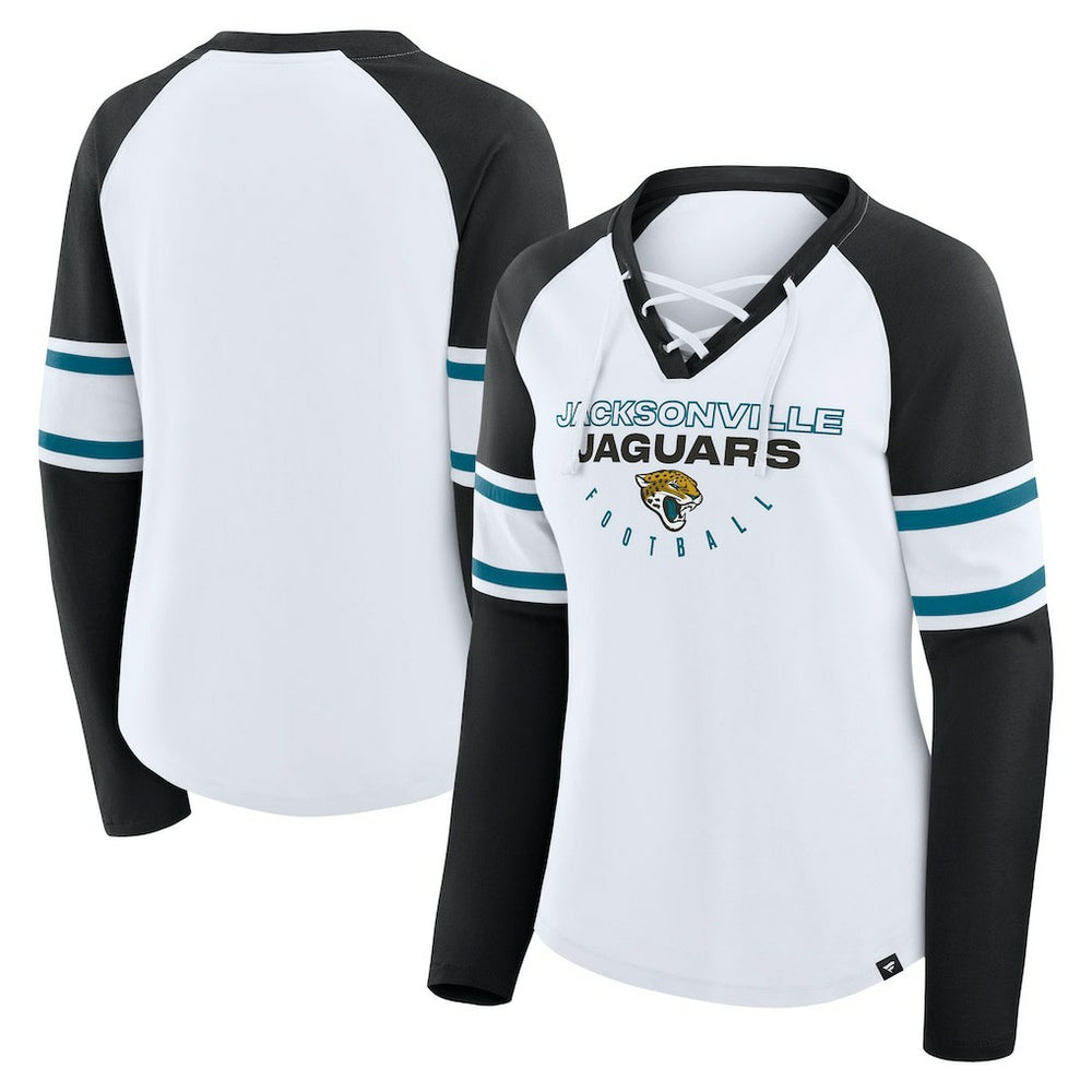 Jacksonville Jaguars Fanatics Women's Redzone Blitz Package Raglan Lace-Up V-Neck Long Sleeve T-Shirt