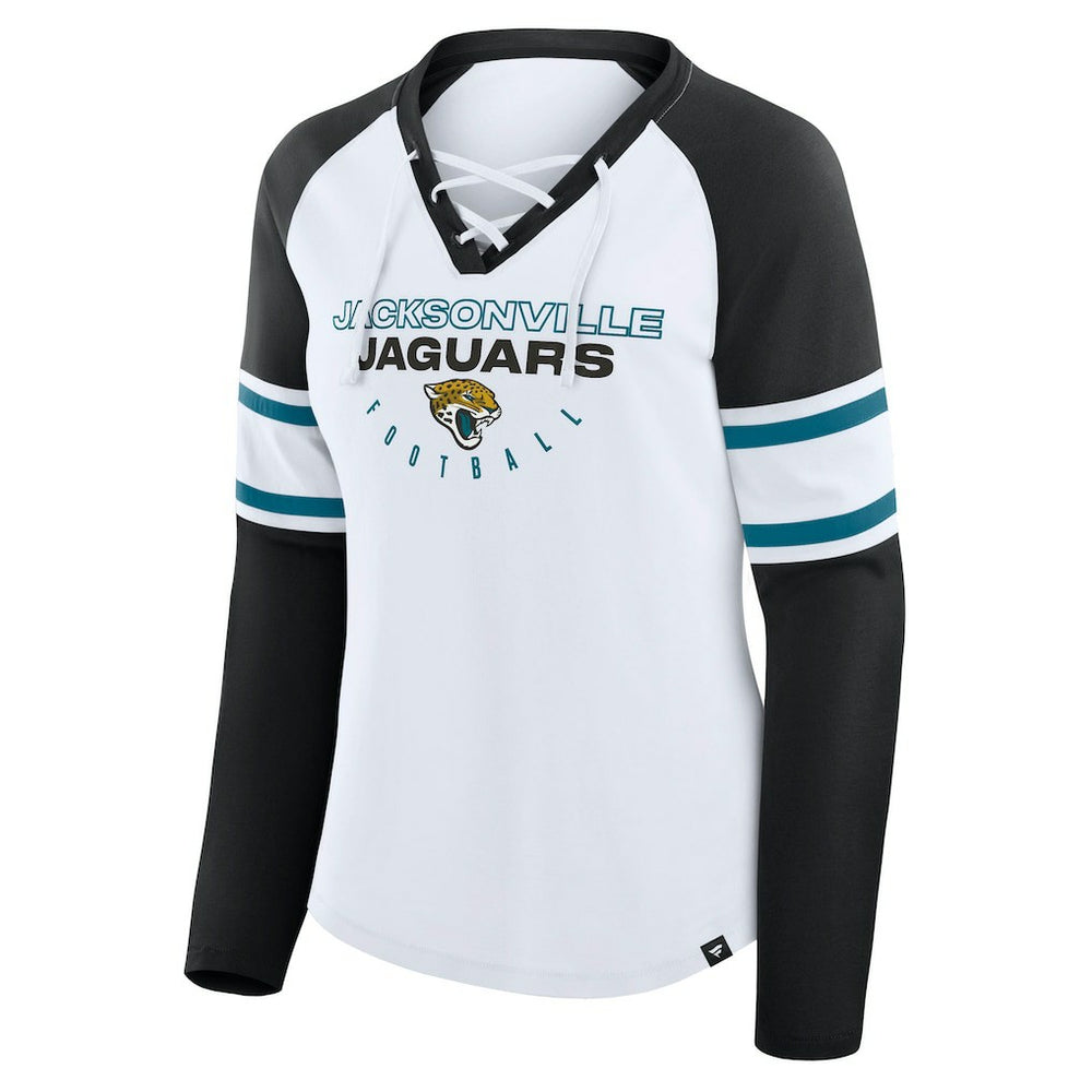 Jacksonville Jaguars Fanatics Women's Redzone Blitz Package Raglan Lace-Up V-Neck Long Sleeve T-Shirt
