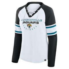 Jacksonville Jaguars Fanatics Women's Redzone Blitz Package Raglan Lace-Up V-Neck Long Sleeve T-Shirt