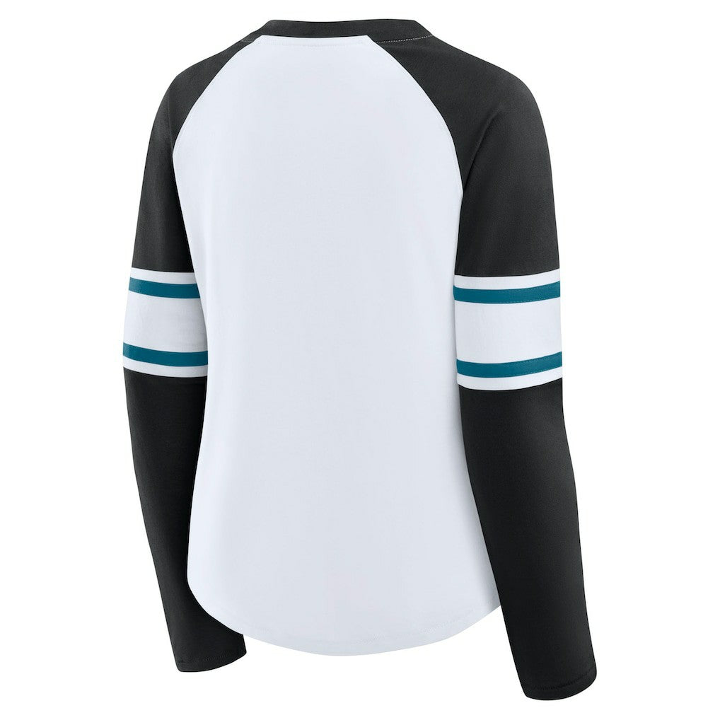 Jacksonville Jaguars Fanatics Women's Redzone Blitz Package Raglan Lace-Up V-Neck Long Sleeve T-Shirt
