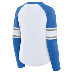 Detroit Lions Fanatics Women's Redzone Blitz Package Raglan Lace-Up V-Neck Long Sleeve T-Shirt