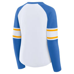 Los Angeles Chargers Fanatics Women's Redzone Blitz Package Raglan Lace-Up V-Neck Long Sleeve T-Shirt