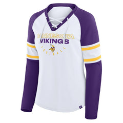 Minnesota Vikings Fanatics Women's Redzone Blitz Package Raglan Lace-Up V-Neck Long Sleeve T-Shirt