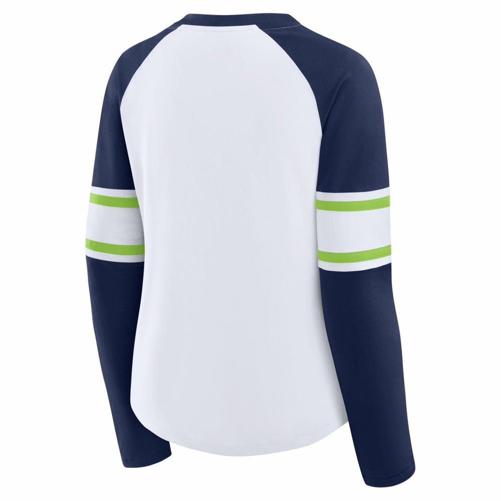 Seattle Seahawks Fanatics Women's Redzone Blitz Package Raglan Lace-Up V-Neck Long Sleeve T-Shirt