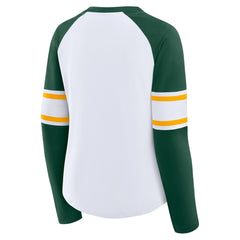 Green Bay Packers Fanatics Women's Redzone Blitz Package Raglan Lace-Up V-Neck Long Sleeve T-Shirt