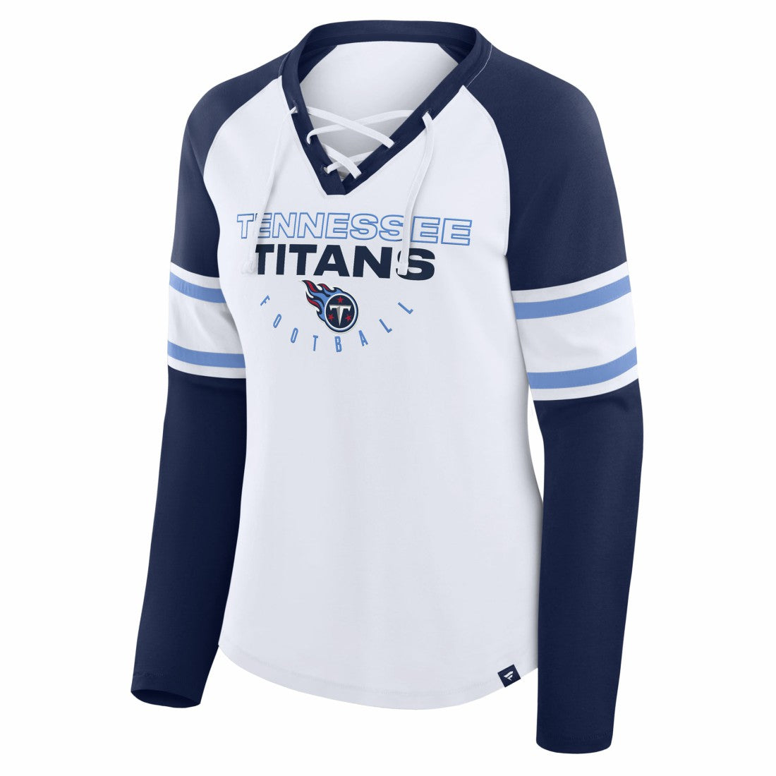 Tennessee Titans Fanatics Women's Redzone Blitz Package Raglan Lace-Up V-Neck Long Sleeve T-Shirt