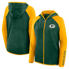 Green Bay Packers Fanatics Women's Redzone End Around Pass Raglan Full-Zip Hoodie