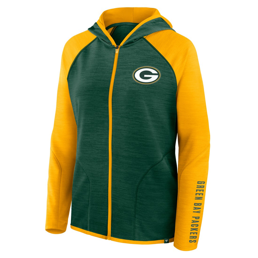 Green Bay Packers Fanatics Women's Redzone End Around Pass Raglan Full-Zip Hoodie
