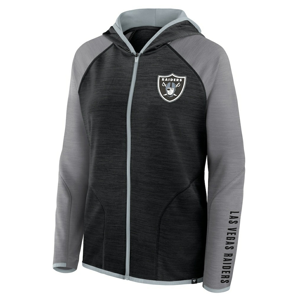 Las Vegas Raiders Fanatics Women's Redzone End Around Pass Raglan Full-Zip Hoodie