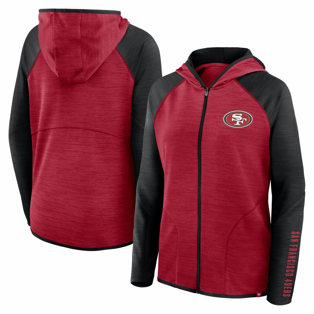 San Francisco 49ers Fanatics Women's Redzone End Around Pass Raglan Full-Zip Hoodie