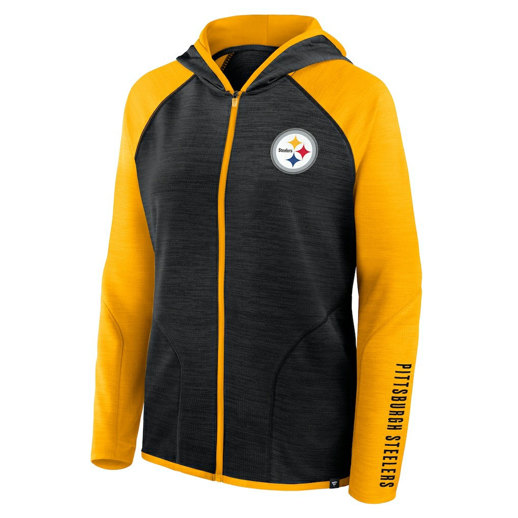 Pittsburgh Steelers Fanatics Women's Redzone End Around Pass Raglan Full-Zip Hoodie