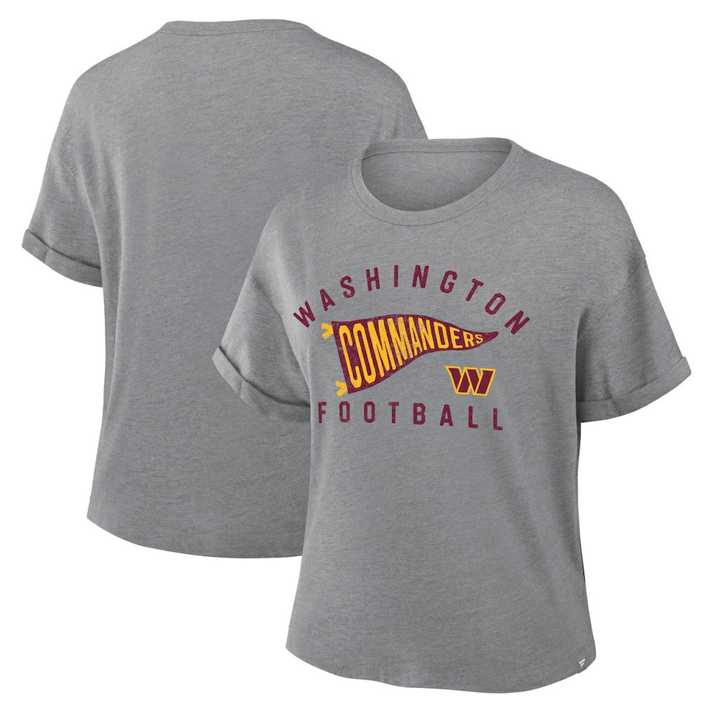 Washington Commanders Fanatics Women's Pennant Wave Tribute Tri-Blend Boxy T-Shirt