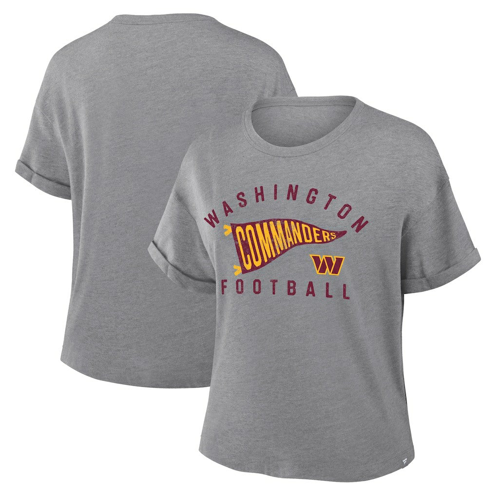 Washington Commanders Fanatics Women's Pennant Wave Tribute Tri-Blend Boxy T-Shirt