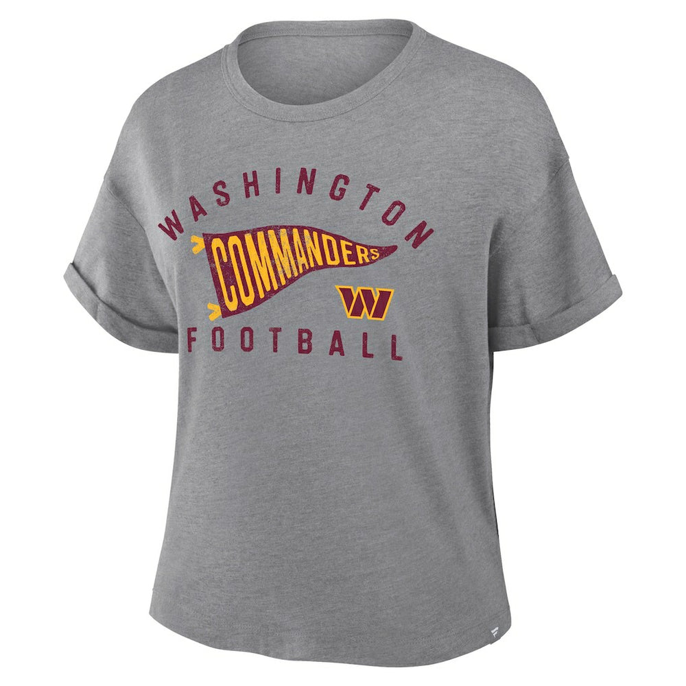Washington Commanders Fanatics Women's Pennant Wave Tribute Tri-Blend Boxy T-Shirt