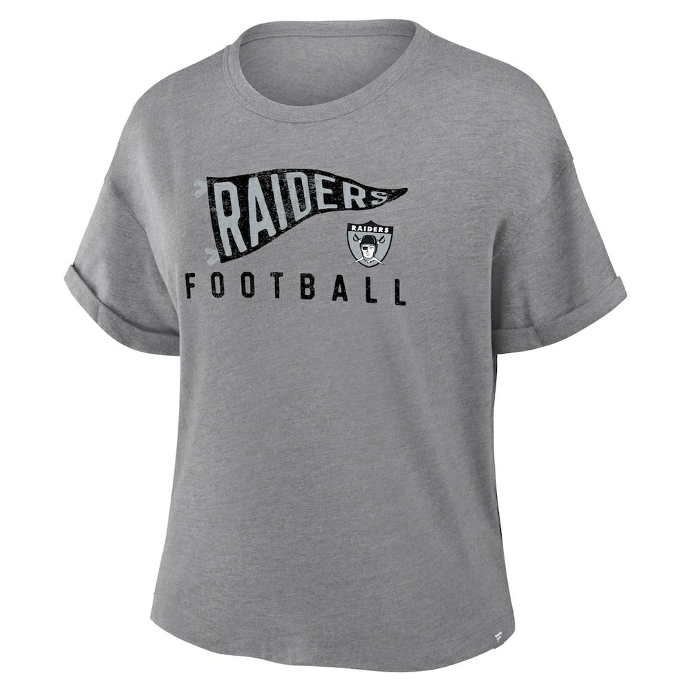 Las Vegas Raiders Fanatics Women's Pennant Wave Tribute Tri-Blend Boxy T-Shirt