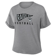 Las Vegas Raiders Fanatics Women's Pennant Wave Tribute Tri-Blend Boxy T-Shirt