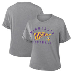 Minnesota Vikings Fanatics Women's Pennant Wave Tribute Tri-Blend Boxy T-Shirt