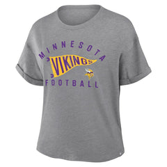 Minnesota Vikings Fanatics Women's Pennant Wave Tribute Tri-Blend Boxy T-Shirt