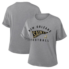 New Orleans Saints Fanatics Women's Pennant Wave Tribute Tri-Blend Boxy T-Shirt