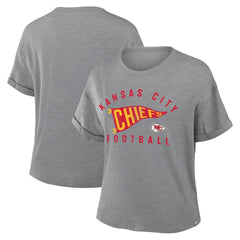 Kansas City Chiefs Fanatics Women's Pennant Wave Tribute Tri-Blend Boxy T-Shirt