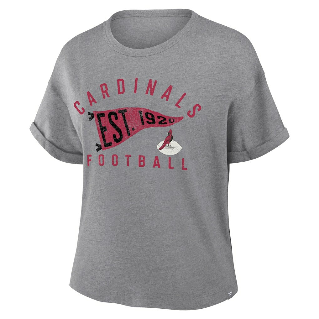 Arizona Cardinals Fanatics Women's Pennant Wave Tribute Tri-Blend Boxy T-Shirt
