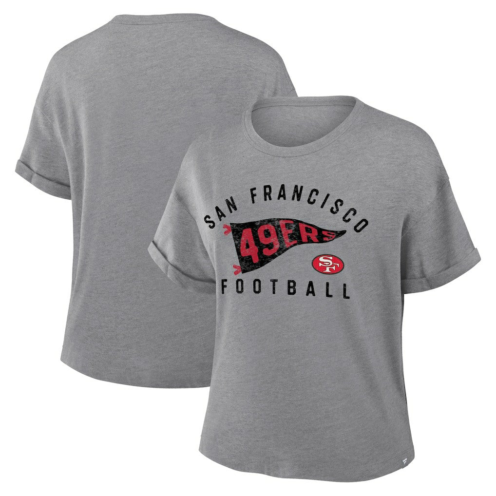 San Francisco 49ers Fanatics Women's Pennant Wave Tribute Tri-Blend Boxy T-Shirt