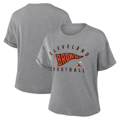 Cleveland Browns Fanatics Women's Pennant Wave Tribute Tri-Blend Boxy T-Shirt