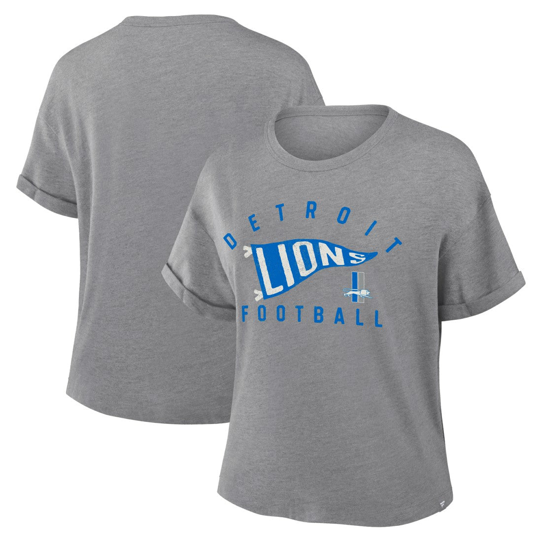 Detroit Lions Fanatics Women's Pennant Wave Tribute Tri-Blend Boxy T-Shirt