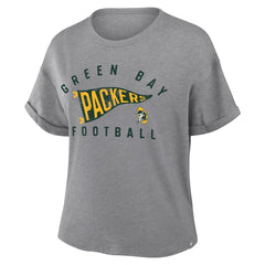 Green Bay Packers Fanatics Women's Pennant Wave Tribute Tri-Blend Boxy T-Shirt