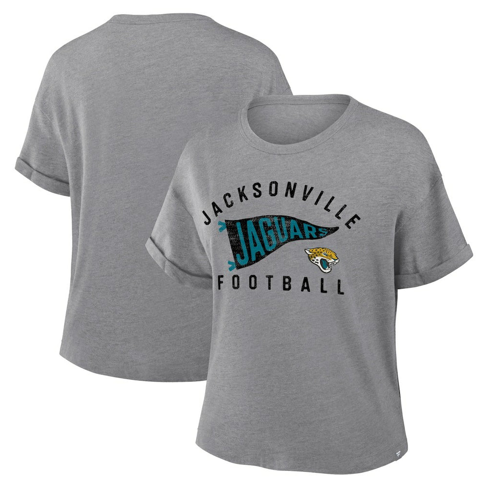 Jacksonville Jaguars Fanatics Women's Pennant Wave Tribute Tri-Blend Boxy T-Shirt