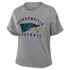Jacksonville Jaguars Fanatics Women's Pennant Wave Tribute Tri-Blend Boxy T-Shirt