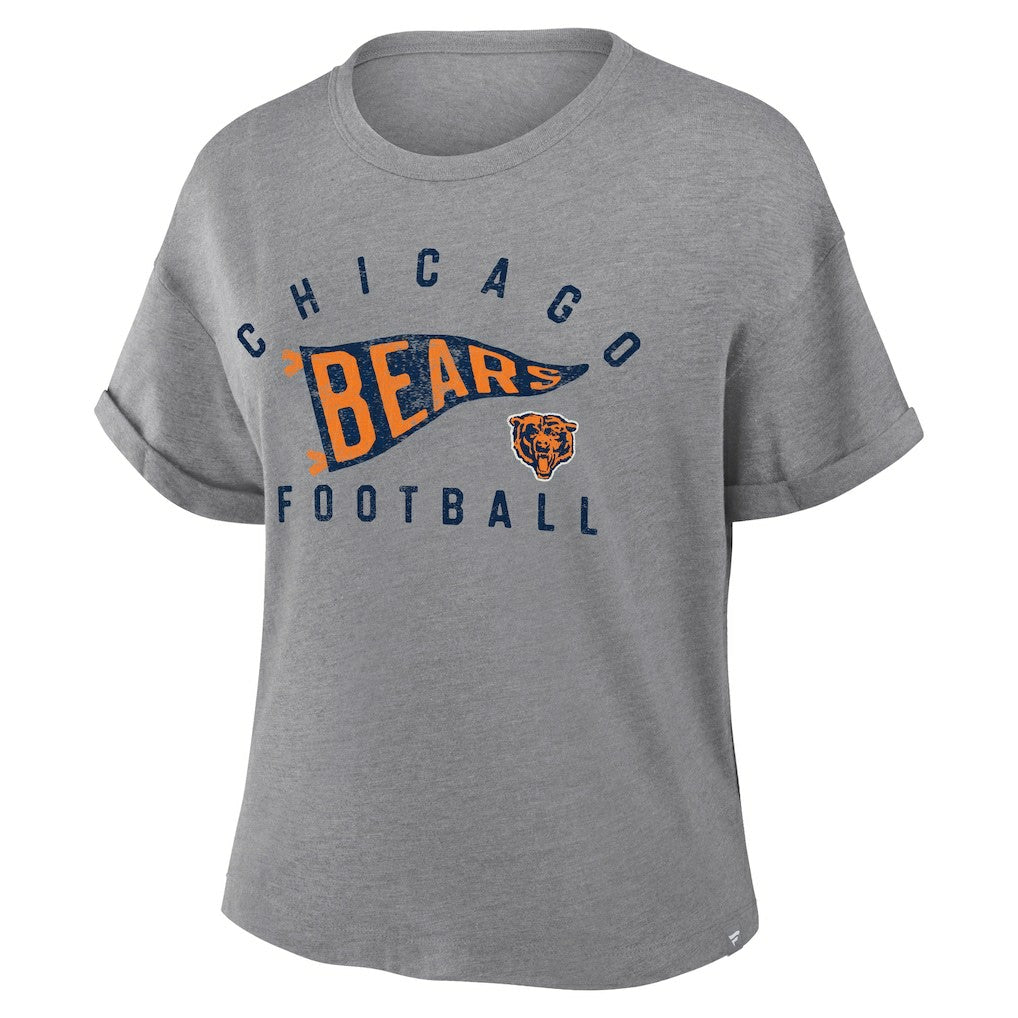 Chicago Bears Fanatics Women's Pennant Wave Tribute Tri-Blend Boxy T-Shirt
