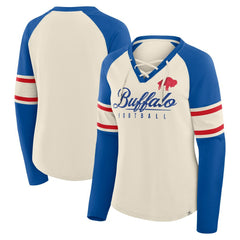 Buffalo Bills Fanatics Women's Hometown Gridiron Hero Raglan Lace-Up V-Neck Long Sleeve T-Shirt