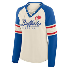 Buffalo Bills Fanatics Women's Hometown Gridiron Hero Raglan Lace-Up V-Neck Long Sleeve T-Shirt