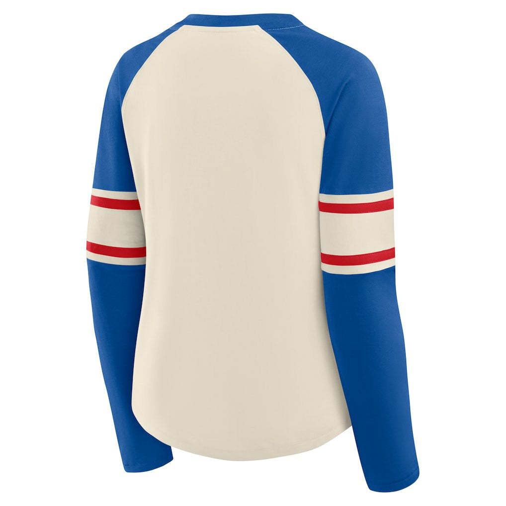 Buffalo Bills Fanatics Women's Hometown Gridiron Hero Raglan Lace-Up V-Neck Long Sleeve T-Shirt