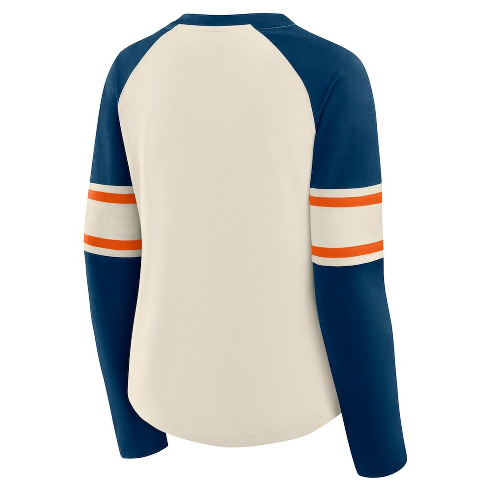 Chicago Bears Fanatics Women's Hometown Gridiron Hero Raglan Lace-Up V-Neck Long Sleeve T-Shirt