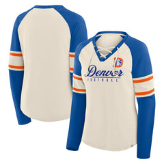 Denver Broncos Fanatics Women's Hometown Gridiron Hero Raglan Lace-Up V-Neck Long Sleeve T-Shirt