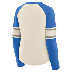 Detroit Lions Fanatics Women's Hometown Gridiron Hero Raglan Lace-Up V-Neck Long Sleeve T-Shirt
