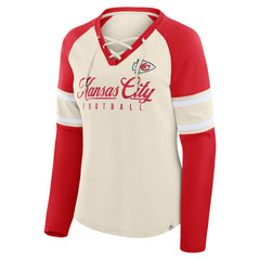 Kansas City Chiefs Fanatics Women's Hometown Gridiron Hero Raglan Lace-Up V-Neck Long Sleeve T-Shirt