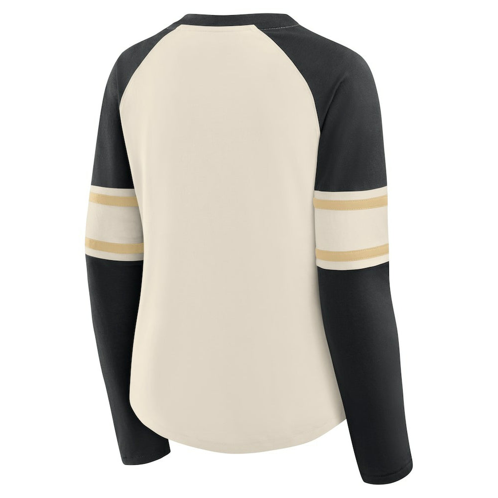 New Orleans Saints Fanatics Women's Hometown Gridiron Hero Raglan Lace-Up V-Neck Long Sleeve T-Shirt