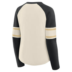 New Orleans Saints Fanatics Women's Hometown Gridiron Hero Raglan Lace-Up V-Neck Long Sleeve T-Shirt